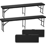 Folding Benches 6ft 2 Pack, Durable Foldable Bench for Indoor and Outdoor Use, Ideal Folding Benches for Picnic Camping Garden - Lightweight Compact Easy Storage