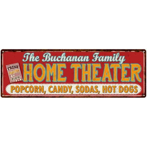 The BUCHANAN Family Home Theater Sign Gift 6x18 Metal Movies Decor 106180100471