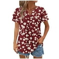 thumbnail image 4 of Paiyanr Women Tunic Tops Casual V-Neck Short Sleeve Shirts Floral Blouses Loose Summer Tops, 4 of 7