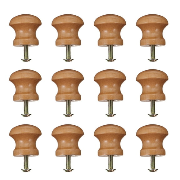 Raindrops 12Pcs Brown Wood Knobs for Cabinets Furniture Handle Replacement 0.94X0.94X0.94in