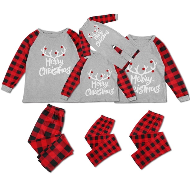 Family Christmas Mom Dad Kids Matching Pajamas Set Winter Baby Dog Romper Cotton Soft 2 Pieces Suit Sleepwear Xmas Family Look