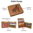 thumbnail image 4 of MARSHAL Wolf Design Men's Vintage Leather RFID Blocking Bifold Wallet for Hunters & Outdoorsmen Tan, 4 of 9