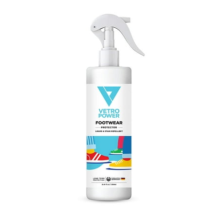

Vetro Power Shoe Protector Spray Long Lasting Water Stain Protection All Types of Shoes Suede Nubuck Fabric Transparent Odorless All-Weather Protection for Footwear 250ml 8.45 fl oz