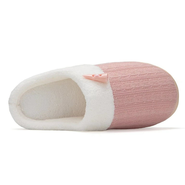  House Bedroom Slippers for Women Indoor and Outdoor with Fuzzy  Lining Memory Foam（Baby Pink,5/6）