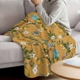 thumbnail image 3 of Yellow Botanical Blanket Soft Cozy Warm Throw Blanket for Couch, Plush Fuzzy Flannel Fleece Blankets for Sofa, Spring Floral Summer Lemon Birds Bed Blankets Lightweight Gifts for Women, 32"x48", 3 of 9