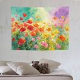 thumbnail image 5 of Watercolor Poppy Meadow Tapestry, Vibrant Floral Wall Hanging for Bedroom, Living Room, 60x50in, 5 of 7