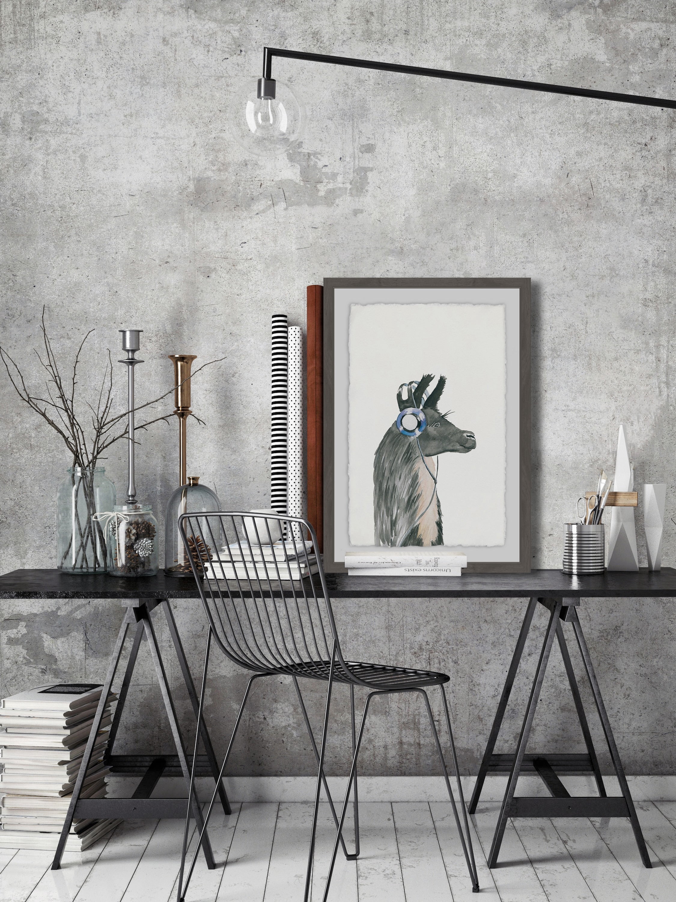 Groovy Llama Framed Painting Print