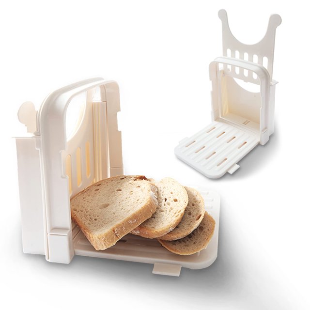 Cortadora de pan para pan casero, máquina cortadora de pan de plástico y guía compacta para cortar pan, cortadora de pan fina de 4 tamaños