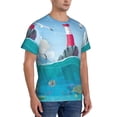 thumbnail image 2 of Bixox Men's Lighthouse Sea Port Printed Short Sleeve Skinny Athletic T-Shirt, 2 of 6