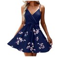 thumbnail image 1 of Vestido casual de verano para mujer, sin mangas, hasta la rodilla, plisado, cuello en V, estampado Fridja  hjkh2467, 1 of 5