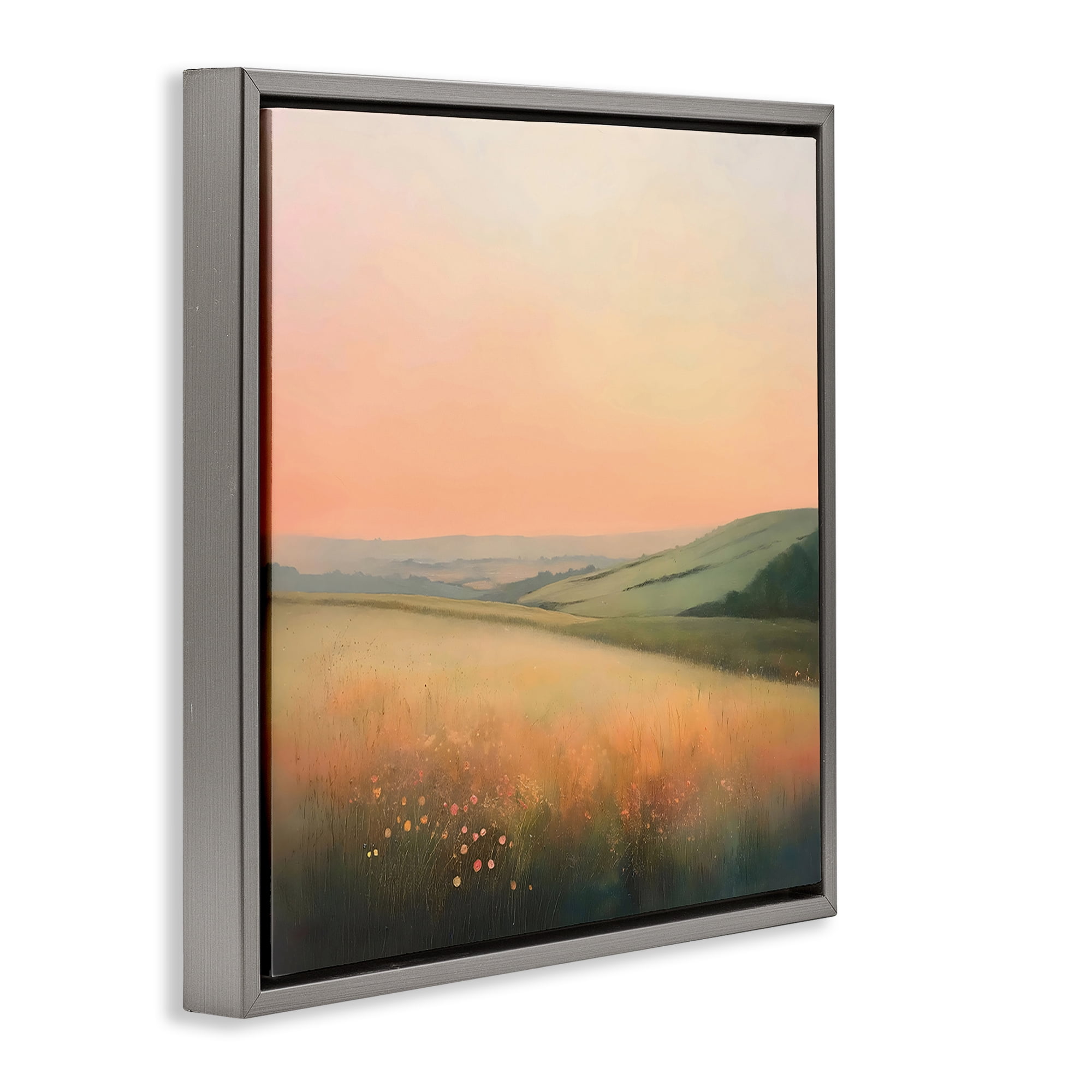 Stupell Industries Sun Coming Up Over Meadow Gray Framed Floater Canvas Wall Art, design by Creative Studio