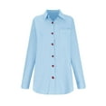 thumbnail image 5 of WREESH Womens Fashion Button Down Shirts Casual Lapel Solid Color Loose Fit Long Sleeve Tops T-Shirt Blouse Turndown Collar Casual Tops Sky Blue, 5 of 5