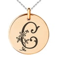thumbnail image 4 of Tioneer Stainless Steel Letter C Initial Floral Monogram Engraved Small Medallion Circle Charm Pendant Necklace, 4 of 4