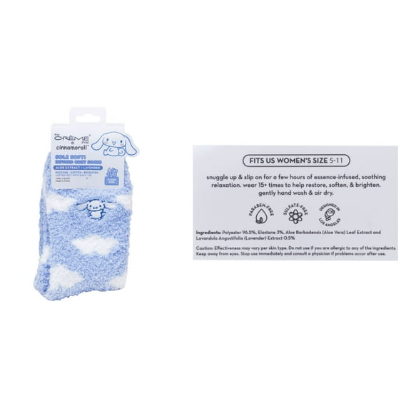 THE CREME SHOP CINNAMOROLL SOLE SOFT INFUSED COZY SOCKS