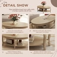 thumbnail image 4 of Dayalane 47" Antique Mid Century Oval Design Coffee Table, 2-Tier Storage Storage Shelf Center Table, Vintage Curved Solid Wood Legs Living Room Table for Living Room Bedroom Office, Antique White, 4 of 8