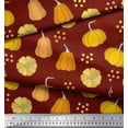 thumbnail image 2 of Soimoi Red Cotton Jersey Fabric Pumpkin Vegetable Print Fabric by the Yard 58 Inch Wide, 2 of 3