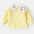thumbnail image 3 of KAUOD Easter Baby Girl Kids Blouses Long Sleeves Solid Color Doll Collar T-Shirt Top Cute Bunny Basic Ruffle Shirt Spring Outfits, 3 of 3