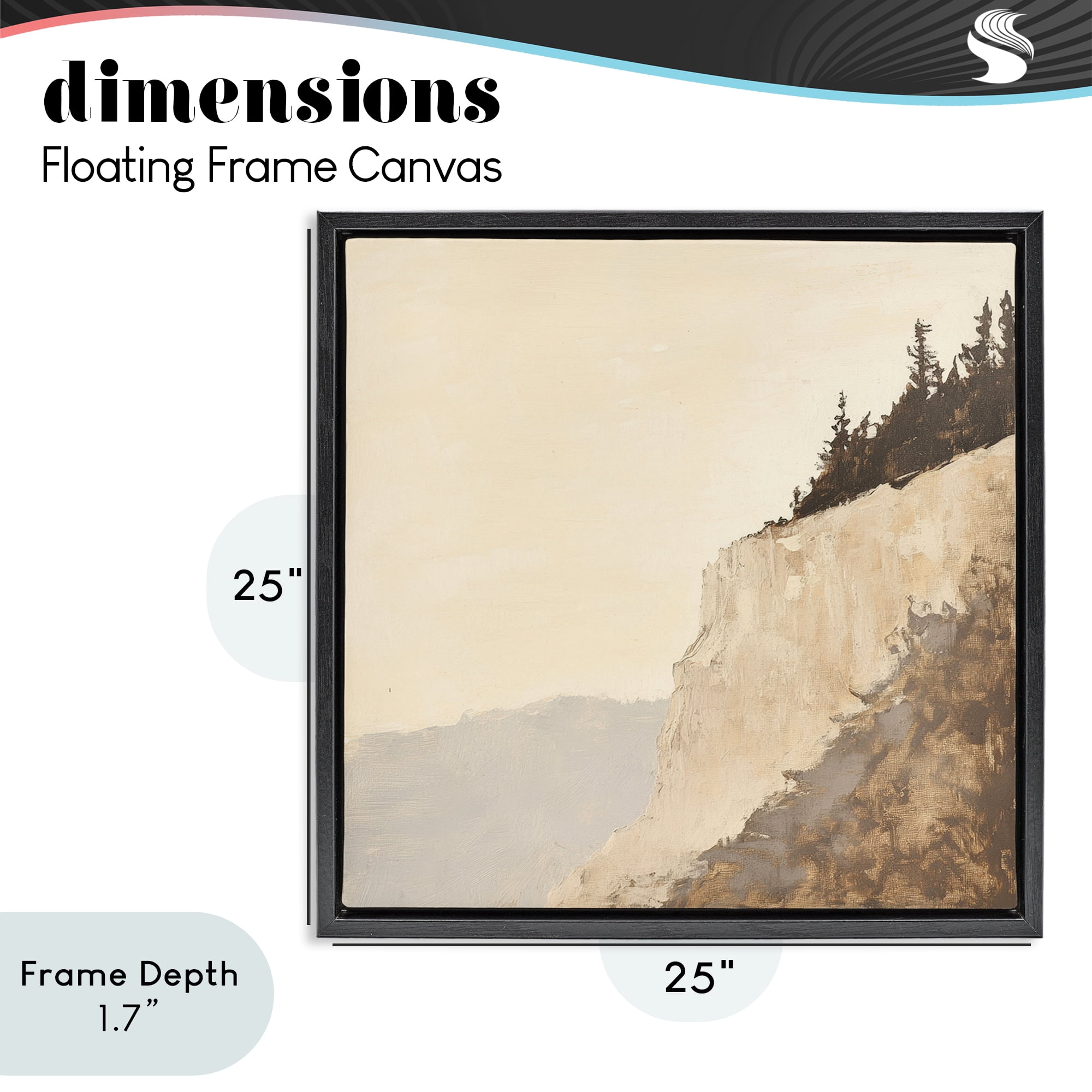 Stupell Industries Serene Cliffside Vista Black Framed Floater Canvas Wall Art, design by Petal Prints Design