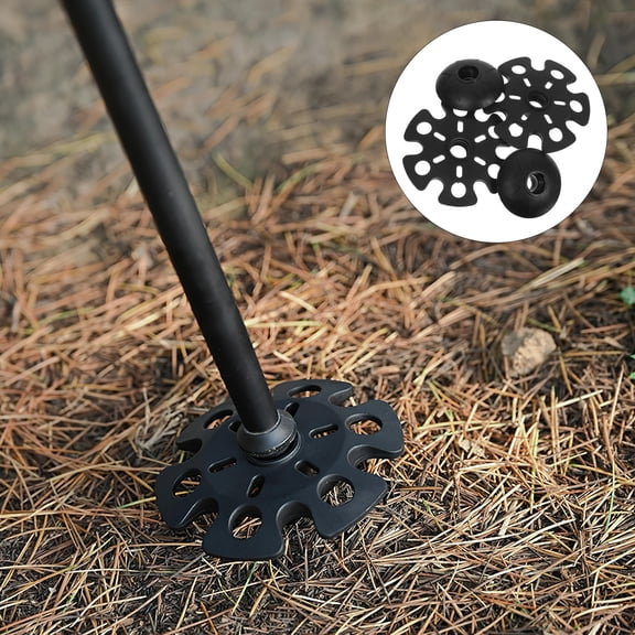 Hemobllo 4Pcs Trekking Pole Tips with Snow Flake Pad Black Rubber for Alpenstock Hiking