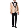 thumbnail image 2 of INSPIRE CHIC Men's Blazers Metallic Shawl Lapel Collar One Button Party Style Shiny Blazers L Golden, 2 of 4