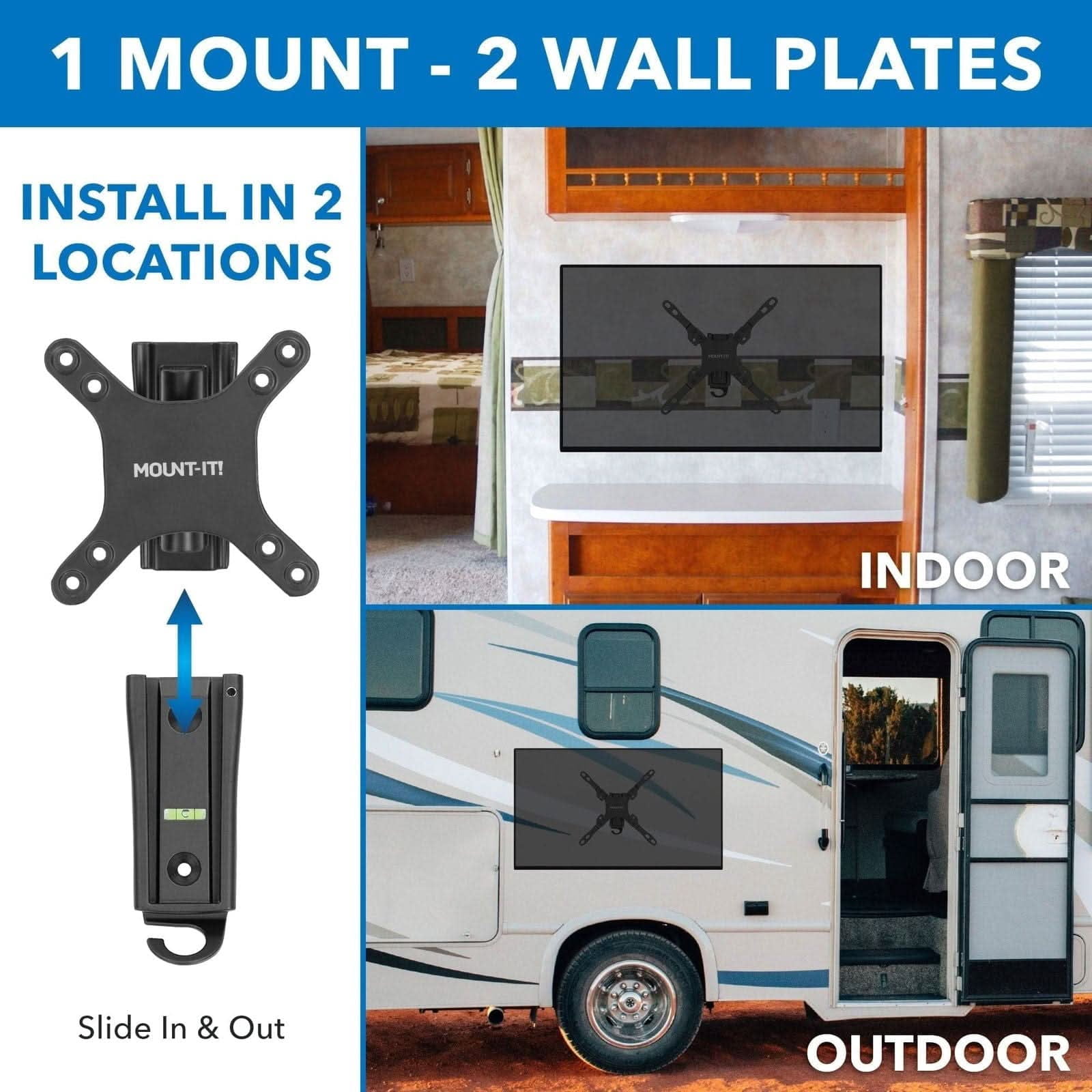 Mount-It! RV Camper Trailer TV Wall Mount, Full Motion, Low Profile, Fits 23" to 43" TV's, 33 Lbs. Max