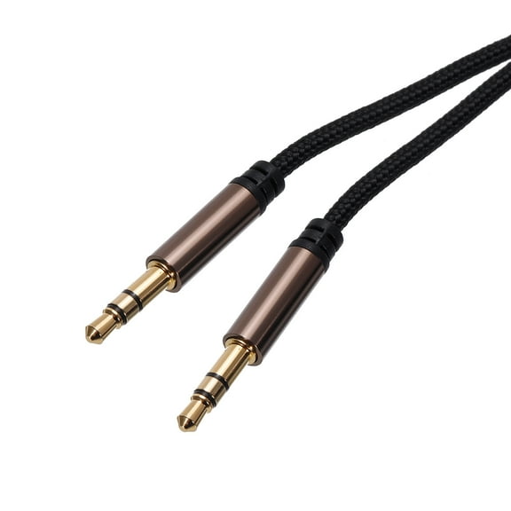 3.5mm TRS Aux Cable Male to Male Auxiliary Audio HiFi Headphone Cord 6.6ft Nylon Braided, Brown
