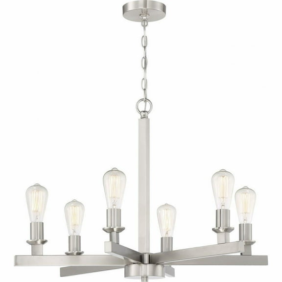 Six Light Chandelier in Transitional Style 30 inches Wide By 21.75 inches High-Brushed Polished Nickel Finish Bailey Street Home 139-Bel-4260231