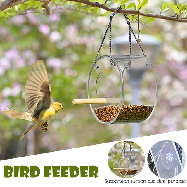 Comedero Acrílico Ganfancp para Pájaros con Soporte para Exterior