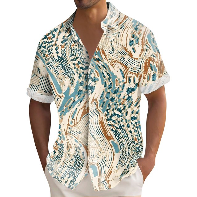 Hawaiian Shirt For Men, Men's Vintage Button Down Bowling Shirts Short Sleeve Summer Beach Shirt4XL