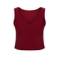 thumbnail image 4 of Pijama de poliéster para mujer, de color liso, con escote en V y base torcida, ajustado, de cintura alta, 4 of 5