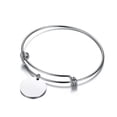 thumbnail image 4 of 20cm~23cm Stainless Steel Round Silver Bracelet Women's Charm Bangle Adjustable, 4 of 6