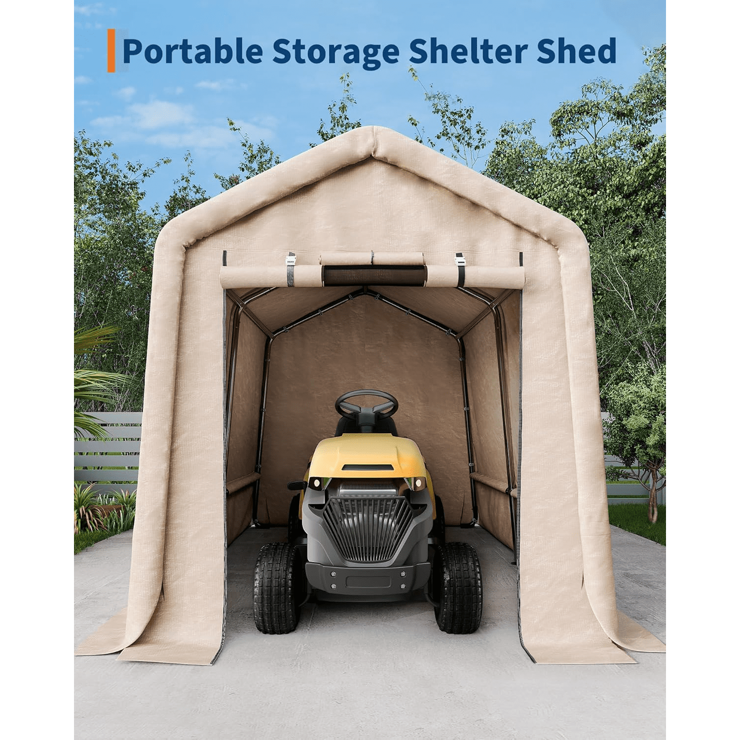 6 x 6 ft Portable Carport Heavy Duty Waterproof  Storage Shed with 2 Roll-Up Doors & Vents for Motorcycles,Bikes,Garden Tools,and Firewood