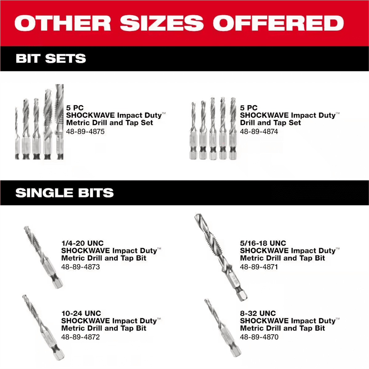 Milwaukee 48-89-4875 5-Piece SHOCKWAVE 1/4 in. Hex Metric Impact Drill and Tap Bit Set