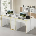 thumbnail image 5 of DreamCurship Two Person White Desk with Drawers, 78 inch Computer Desk with Storage Shelves, Double Desk with Storage for 2 People, Home Office Work Desk, White, 5 of 7