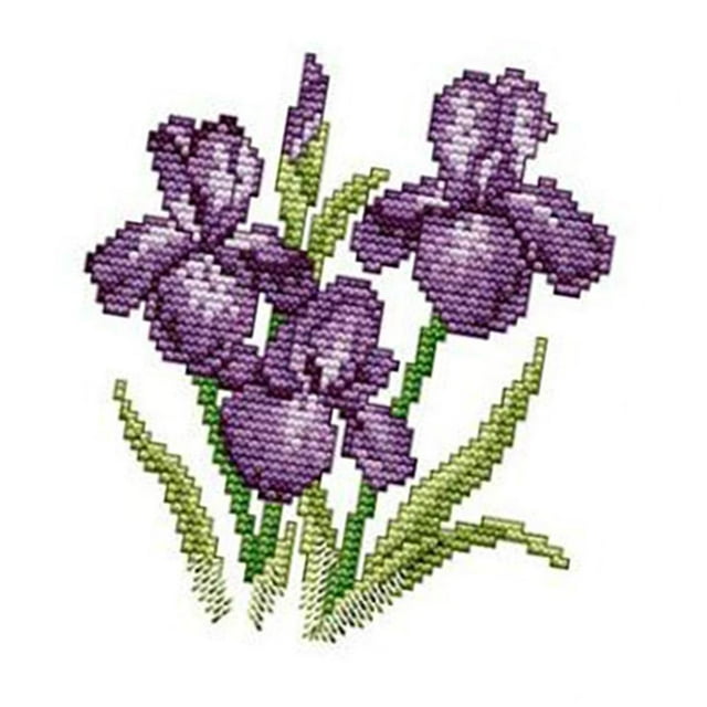 veasfak Stamped Cross Stitch with Pre-printed Cloth Fower Pattern 21x21cm 11CT
