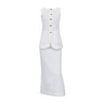 thumbnail image 4 of Women's White Square Neck Sleeveless Vest High Waist Skirt Elegant Two Piece Set Pants Suits for Women plus Size Girls Jumpsuit Girls Suits Formal Tuxedo Women Ski Gear Womens 1800 Womens Suits for, 4 of 4