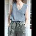 thumbnail image 2 of Camisetas de Tirantes de Verano con Cuello en V para Mujer, Informales, de Algodón y , Sin Mangas, Cómodas y Transpirables. Azul L, 2 of 3