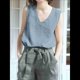 thumbnail image 2 of Camisetas de Tirantes de Verano con Cuello en V para Mujer, Informales, de Algodón y , Sin Mangas, Cómodas y Transpirables. Azul M, 2 of 3