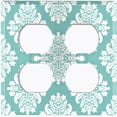 thumbnail image 2 of Metal Light Switch Plate Outlet Cover (Victorian Damask Flower Olive Pastel Pattern - Double Duplex), 2 of 2