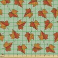 thumbnail image 2 of Autumn Upholstery Fabric by the Yard, Repeating Maple Leaf Pile Simple Illustration Calm Earthy Tones Print, Decorative Fabric for DIY and Home Accents, Pale Green and Vermilion by Ambesonne, 2 of 5