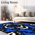thumbnail image 2 of ODIKA 5'x7' Machine Washable Non-Slip Area Rug, Elegant Damask Swirl Contemporary Medallion Decorative Flooring High Traffic Rug with Pad, Blue, 590669, 2 of 8