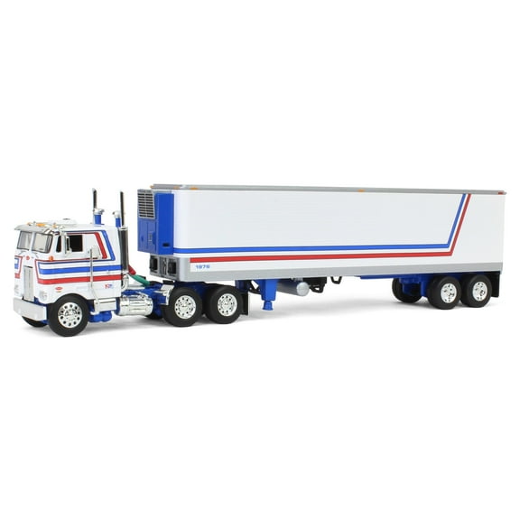 First Gear DCP 1/64 Peterbilt 352 COE with 40ft Vintage Reefer Trailer, USA Bicentennial Patriot 69-1920