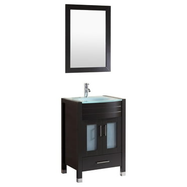 Style 3 - 24 in.W Black Vanity Sink Base Cabinet with Mirror (LV3-24B)