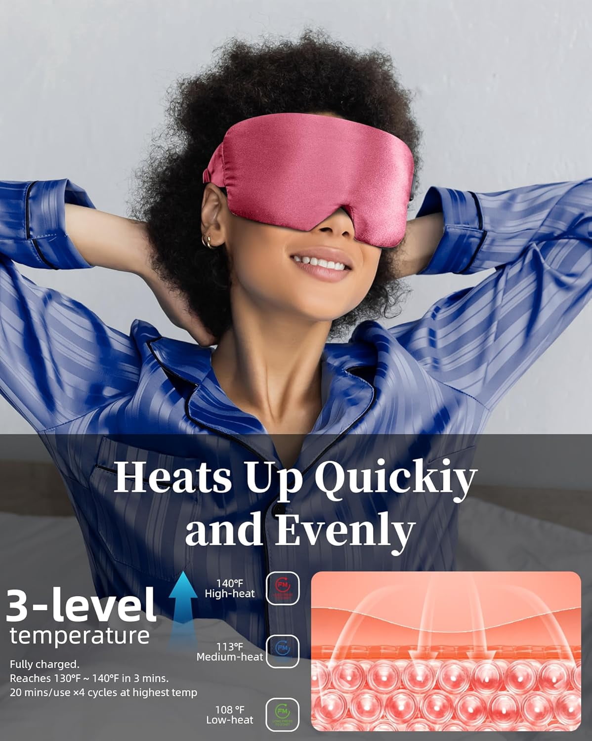 Heated Eye Mask for Dry Eyes - Silk Cordless Warm Eye Compress Moist Heat, FSA HSA Eligible, Eye Heating Pad for Stye Treatment, Tired Eyes, Sleep, Travel, Washable, Rechargeable, Pink