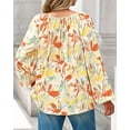 thumbnail image 4 of PRETTYGARDEN Boho Tops for Women Going Out Floral Long Sleeve Shirts Dressy Casual Work Blouses Drawstring Fall Outfits, 4 of 9