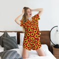 thumbnail image 6 of Lafuoo Sunflowers On Red Pattern Women's Round Neck Short Sleeve Pajamas Set, Button Pajamas Elastic Band Pajamas Home Wear-4X-Large, 6 of 9