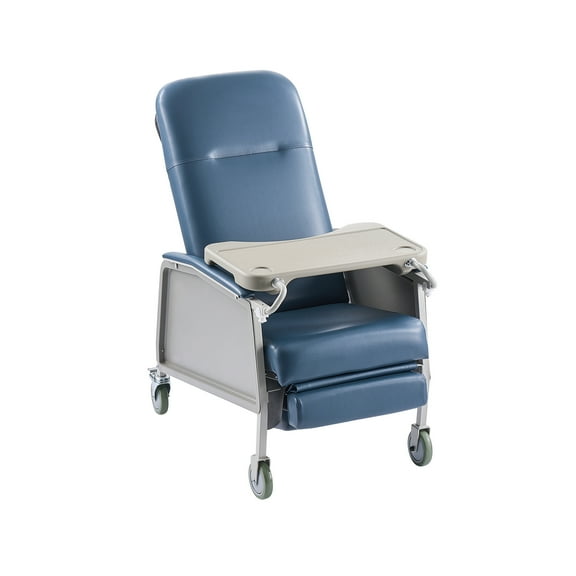 KFFKFF 3-Position Reclining Geri Chair with Wheels, Adjustable Medical Recliner with Padded Seat & Removable Tray, Suitable for Hospitals, Nursing Facilities, and Elderly Care