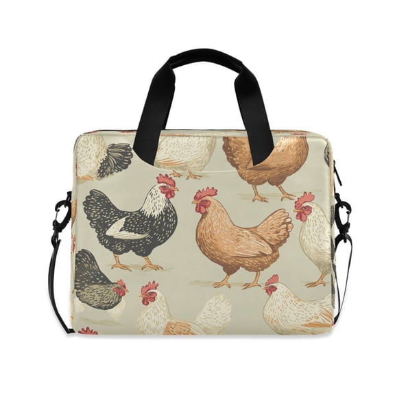 16inch Laptop Briefcase, Business Laptop Bag with Detachable Strap & Padded Compartment, Water-Resistant Polyester,Chickens