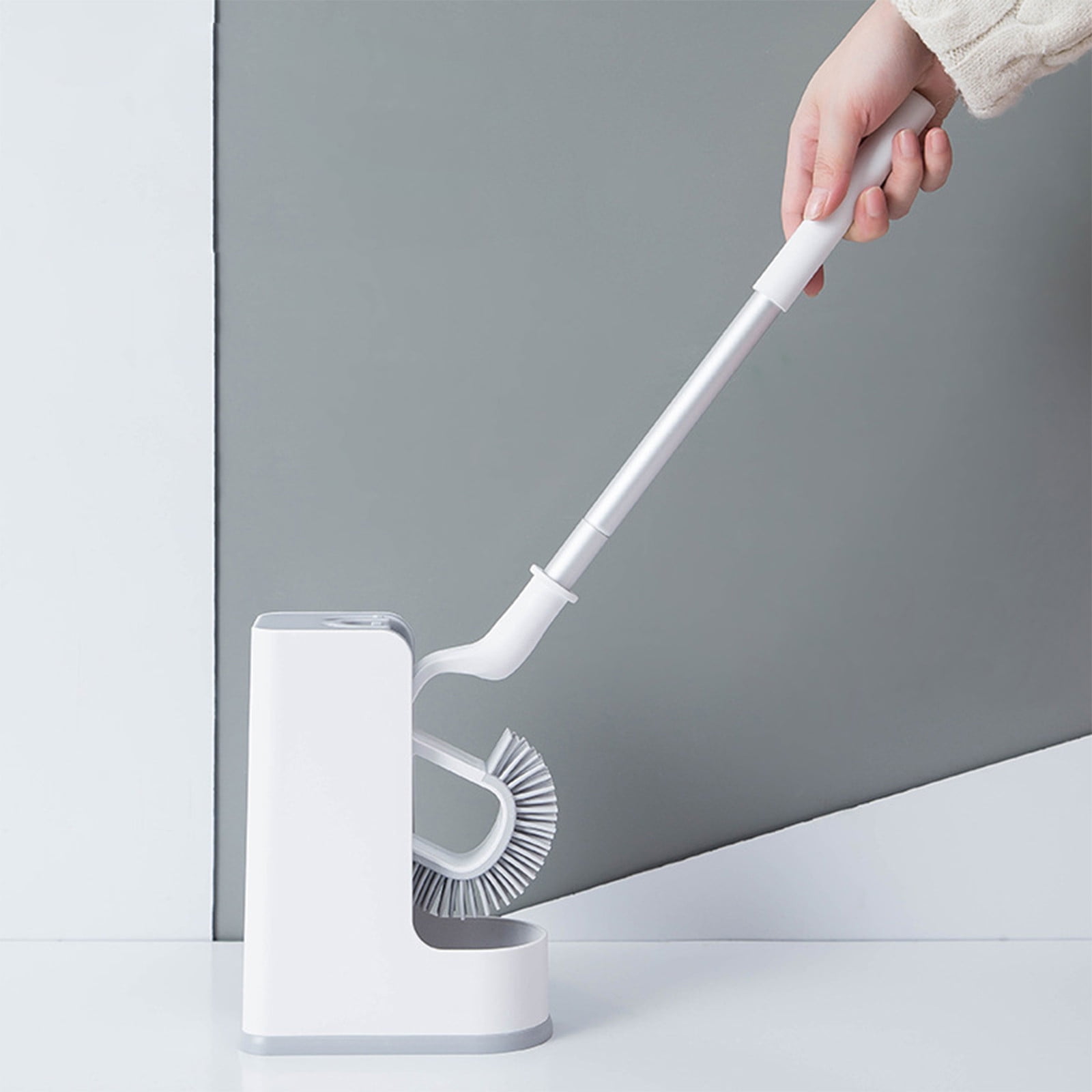 Lingouzi Silicone Toilet Brush With Holder, Flexible Toilet Bowl Brush