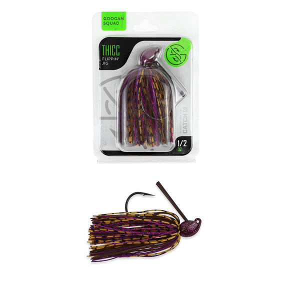 Googan Squad Thicc Jig Green Pumpkin, 1/2 oz, 5/0 Hook